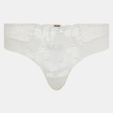 Chantelle Fleurs Signature Shorty Brief in Satin Milk, luxurious ivory lace and satin, French designer lingerie.