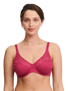Front view of the Norah Covering Moulded Bra in Golden Cosmo from The Foundation—supportive and smoothing with French floral lace.