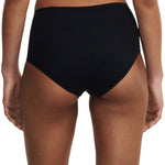 Side and back view of the Norah High Waist Covering Brief Black, highlighting soft brushed fabric and coverage from The Foundation.