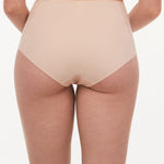 Back view of Chantelle Norah High Waist Brief in Golden Beige, showcasing soft brushed knit and elegant finish, stocked by The Foundation.