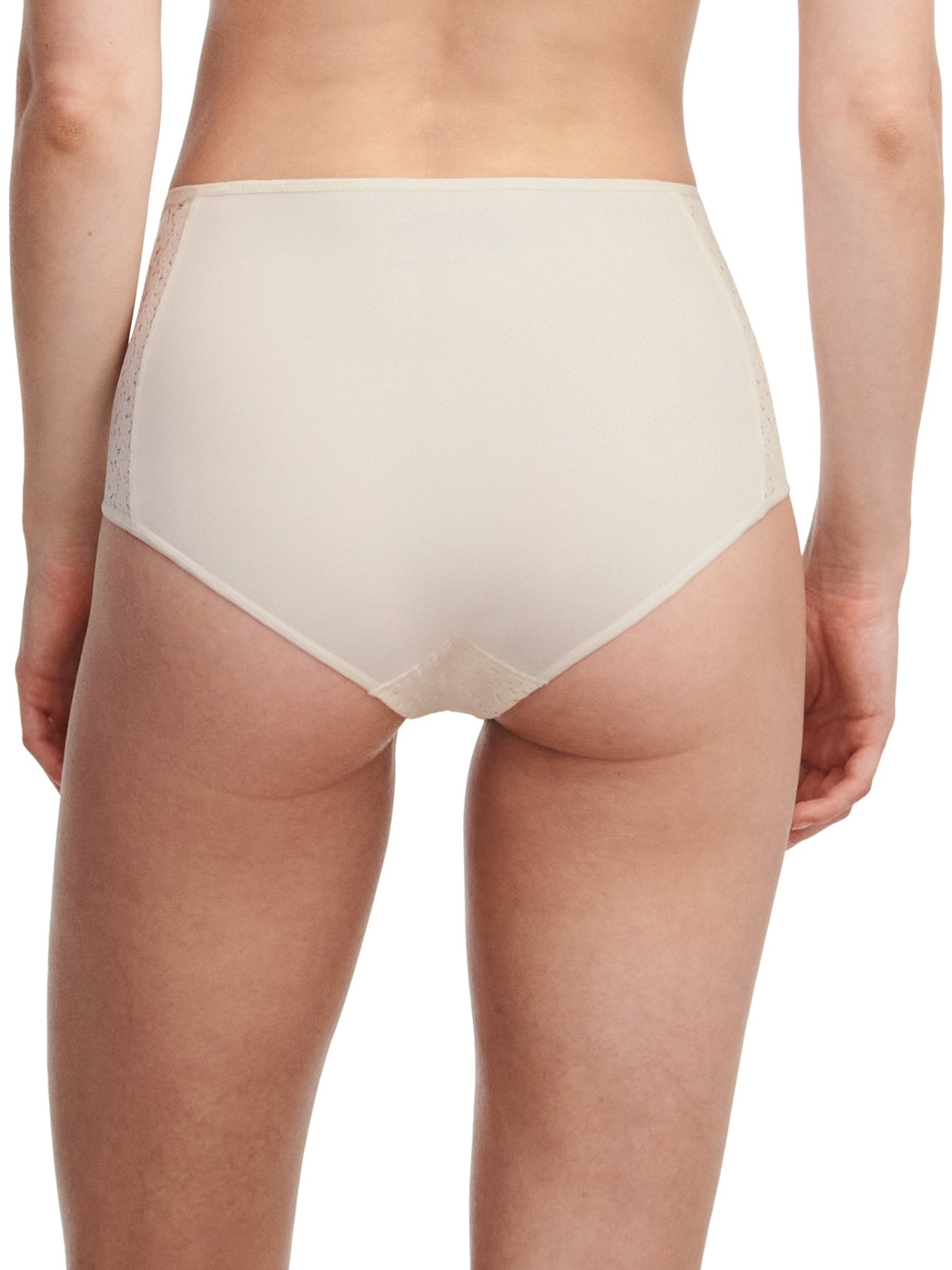 Back view of Chantelle Norah High Waist Covering Brief Pearl, full coverage and retro-inspired design, lingerie from The Foundation.