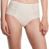 Chantelle Norah High Waist Covering Brief Pearl, front view showing soft floral knit and high waist fit, available at The Foundation.
