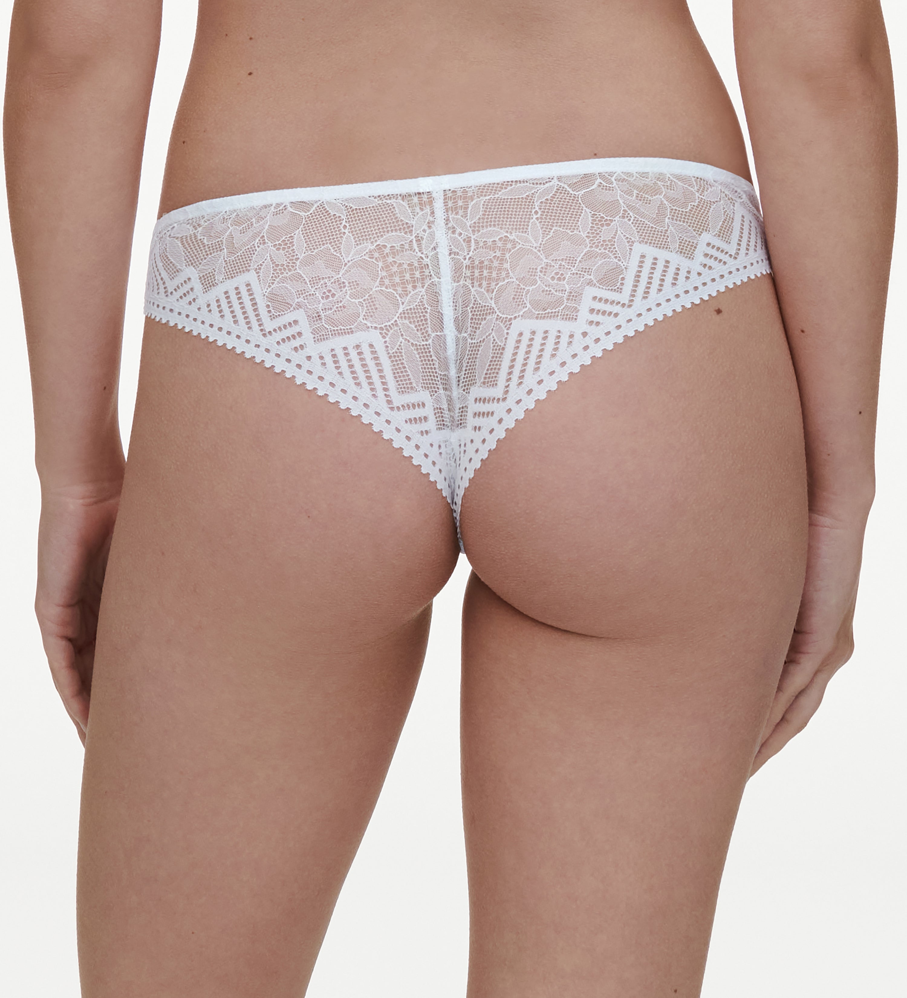 Chantelle Origins Tanga in White, white lace g-string, white brazilian brief