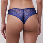 chantelle Origins Tanga Thong Blue Klein, blue lace thong, lace tanga g-string brief
