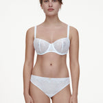 Chantelle Orígins Half Cup Bra in White, white lace bra. pretty half cup bra, lace white balcony bra