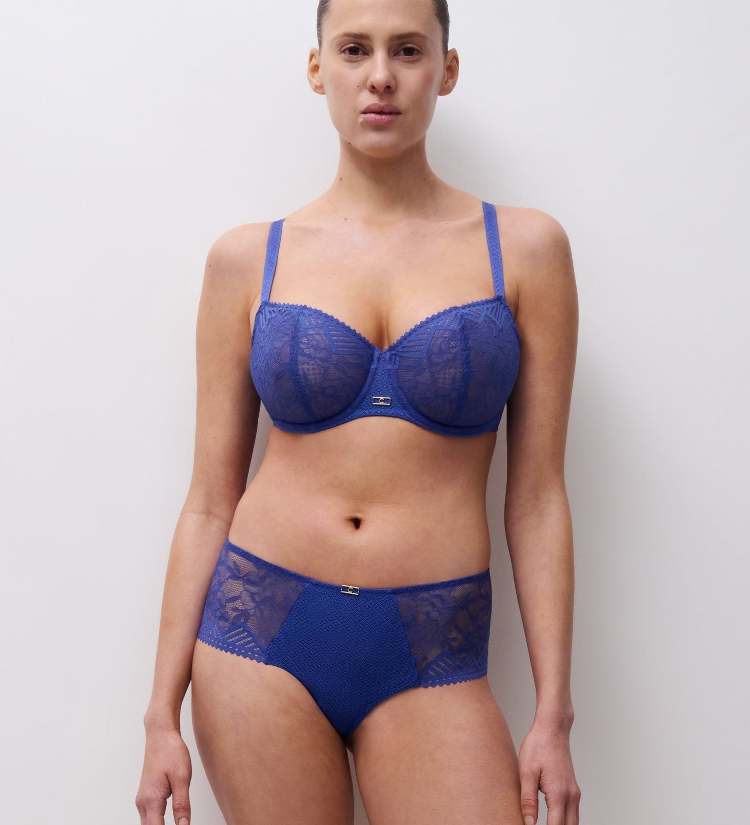 Chantelle Orígins Half Cup Bra in Blue Klein. Chantelle Day to Night. electric blue bra. half cup bra. balconette