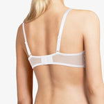 Back view of Day to Night Half Cup Bra by Chantelle in White, tulle-lined straight band with adjustable straps.