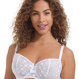 Front view of Chantelle Day to Night Half Cup Bra in White featuring refined Lycra lace and demi cups for natural lift, from The Foundation.
