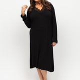Rose Lace Modal Jersey L/SLV Nightdress Black