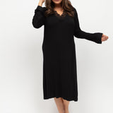 Rose Lace Modal Jersey L/SLV Nightdress Black