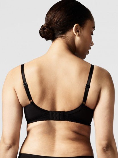 Adjustable back straps on Chantelle Festivité T-Shirt Bra Noir – back view for The Foundation