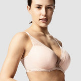 Golden Beige Chantelle plunge bra – angled side profile, captured for The Foundation