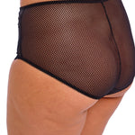 Back view of Elomi Charley Full Brief Jet Black on model highlighting diamond mesh fabric and comfortable full coverage fit.