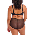Back view of the Elomi Charley Underwire Plunge Bra Jet Black, featuring adjustable straps and sheer back design.