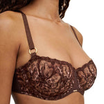 Side angle of Fleurs Half Cup Balcony Bra Leo Print from The Foundation, showcasing vertical seam and supportive leotard back