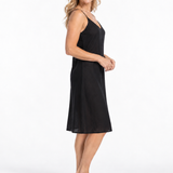 Longline Bias Cut Cotton Slip Black