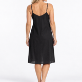 Longline Bias Cut Cotton Slip Black