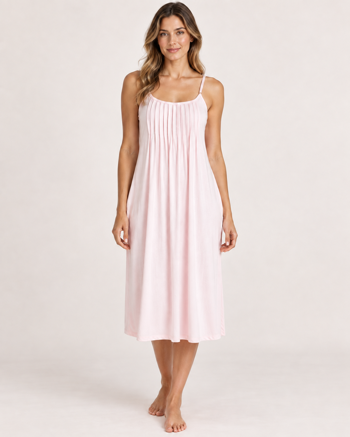 Emily Pintuck Cotton Jersey Nightdress Pink