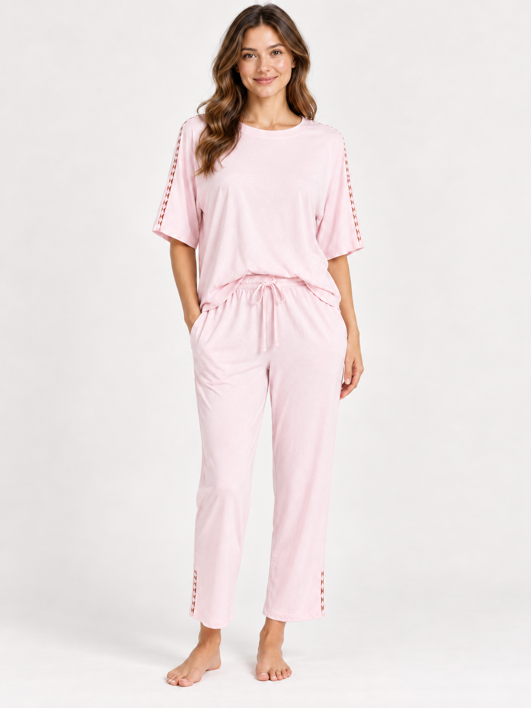 Eliza Cotton Jersey Short Sleeve Capri PJ Set Pink