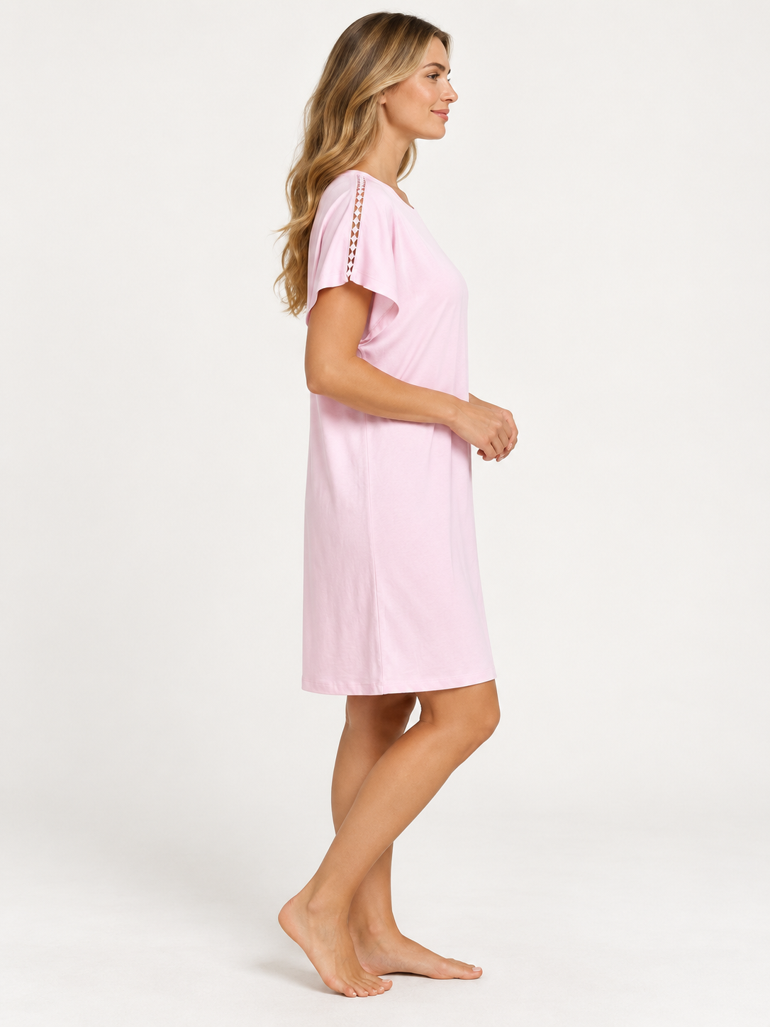 Eliza Cotton Jersey Short Sleeve Nightdress Pink