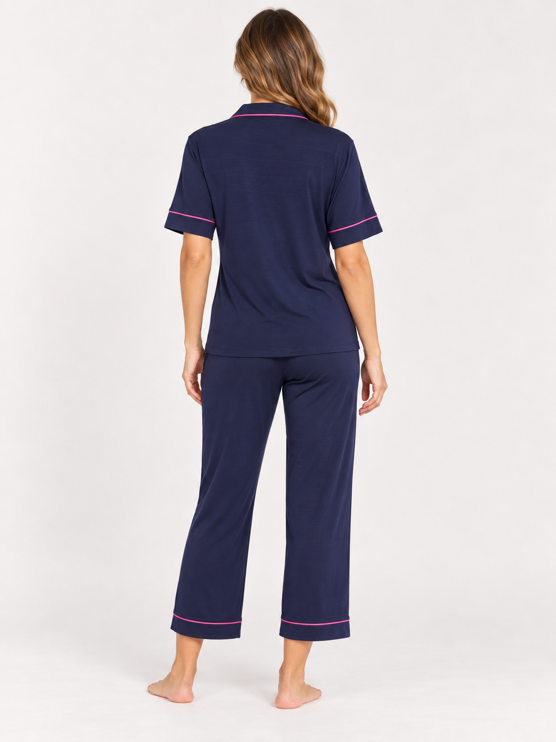 Sleep Studio Modal Capri PJ Set Navy/Raspberry