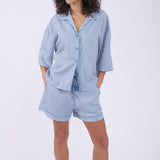 The Denim Edit Printed Stripe Relaxed Shorty Set