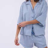 The Denim Edit Printed Stripe Relaxed Shorty Set