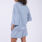The Denim Edit Printed Stripe Relaxed Shorty Set