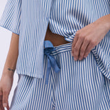 The Denim Edit Printed Stripe Relaxed Shorty Set