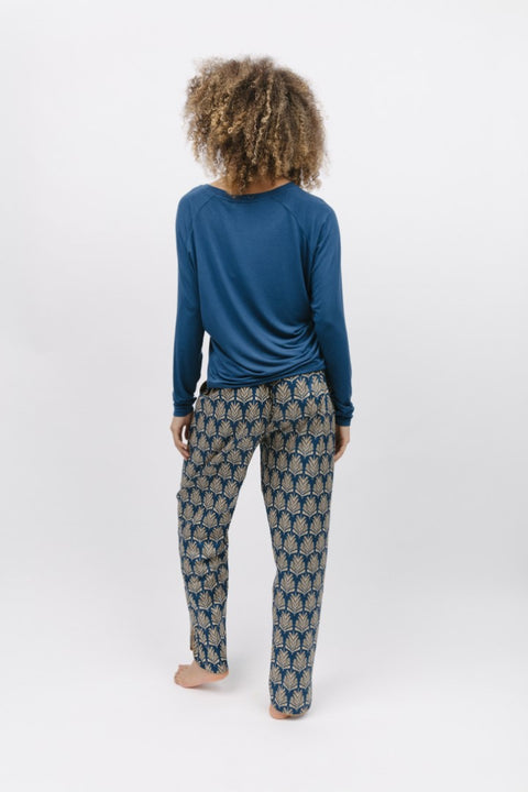 Fawn Blue Pinecone Geo Print Pant Set