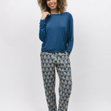 Fawn Blue Pinecone Geo Print Pant Set