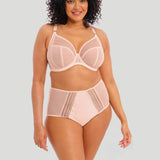 Front view of Elomi Matilda Underwire Plunge Bra in Pearl Blush featuring signature embroidery and low plunge neckline.