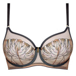 Flat lay of the Eteri Soft High Apex Bra Anthracite by Samanta – lace, lift, and luxury