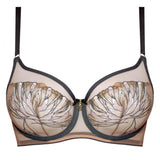 Flat lay of the Eteri Soft High Apex Bra Anthracite by Samanta – lace, lift, and luxury