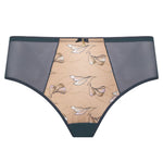 Flat lay of the Eteri Midi Brief Anthracite by Samanta – floral lace detail and seamless finish.