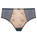 Flat lay of the Eteri Midi Brief Anthracite by Samanta – floral lace detail and seamless finish.