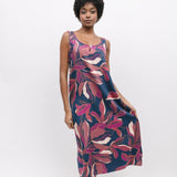 Southbank Navy Leaf Print Long Nightdress