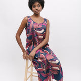 Southbank Navy Leaf Print Long Nightdress
