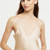 Silk Long Nite V Neck Mink