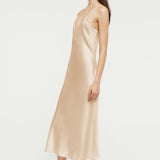 Silk Long Nite V Neck Mink