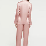 Back view of Ginia Fine Finishes Pyjama in soft pink silk with tailored finish and piping detail.