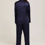Back view of Ginia Fine Finishes Silk Pyjama Midnight showing French seam construction.