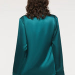 Back view of Ginia Silk Pyjama Emerald with French seam detailing and comfortable drape.