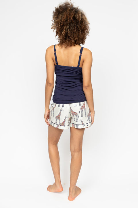 Georgina Giraffe Support Top & Shorty PJ Set Navy