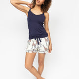 Displaying Cyberjammies Taylor Hidden Support Vest paired with Georgina Giraffe Print Shorts—lace-trim detail and playful print front and centre.