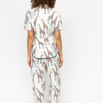 Back view of the Georgina Pyjama Set, highlighting relaxed fit and the soft drape of wide-leg trousers.