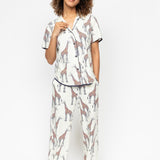 Georgina Giraffe Print Short Sleeve Wide Leg PJ Set