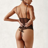 Geneva Pearl Thong Bodysuit Black
