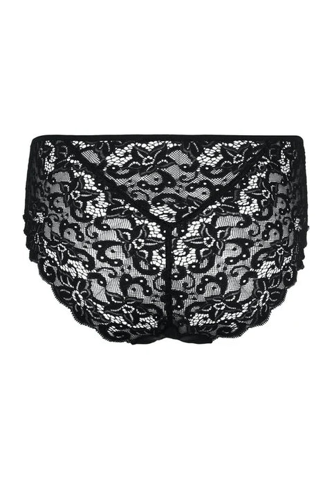 Hanro Moments Midi Lace Back Briefs Black