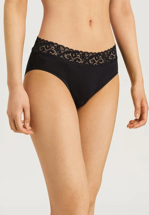 Hanro Moments Midi Lace Top Briefs Black